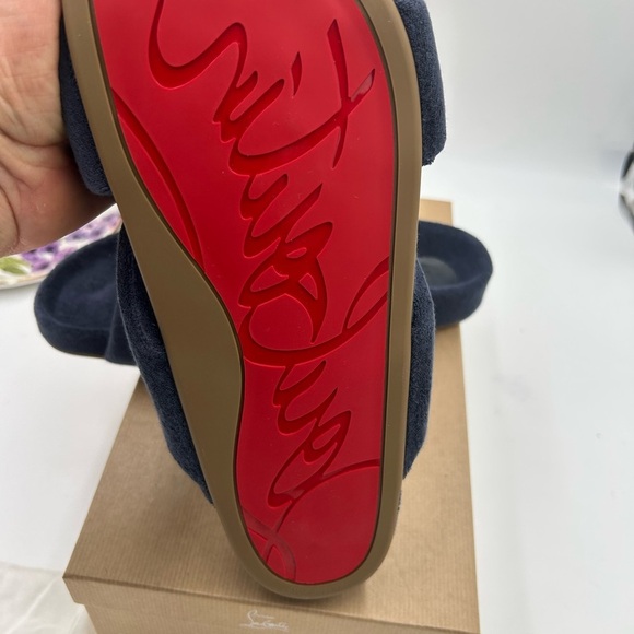 Men\'s Christian Louboutin BIZZU cross strap Terry cloth slide size 42 made Italy main image 7